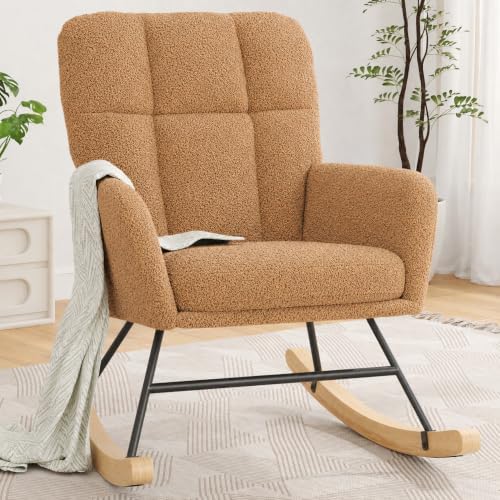 Nursery Rocking Chair Teddy, Upholstered Glider Rocker by AYEASY