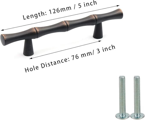 2PCS Bamboo Cabinet Pulls 3 Inch Hole Distance Dresser Handle Black and Red - Image 2