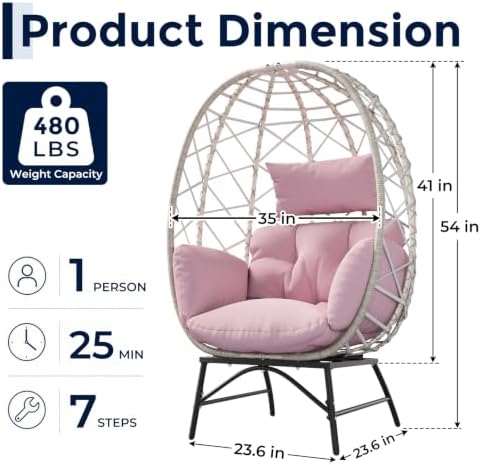 SWITTE Outdoor Wicker Egg Chair - Image 3
