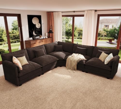 ELUCHANG 114" Oversized V Shaped Modular Sectional Sofa Couch, Comfy Cloud Couch by ELUCHANG