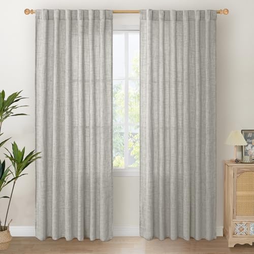 YoungsTex Dark Grey Linen Curtains 80 Inch Length 2 Panels by YoungsTex