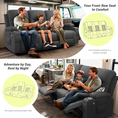 RV Loveseat Recliner Sofa, 3 Seater Reclining Sofa - Image 4