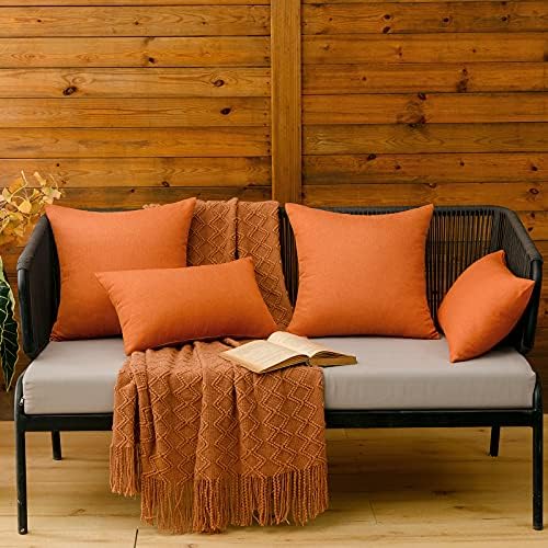 MIULEE Decorative Outdoor Pillow Covers Fall 18x18 Orange - Image 4