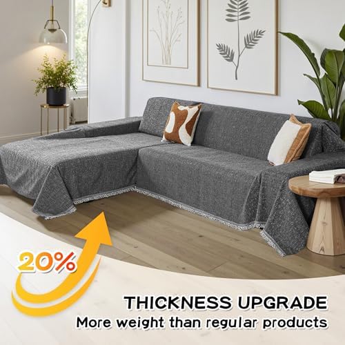 MYSKY HOME Sectional Couch Covers, 2 Pieces, Dark Grey - Image 5