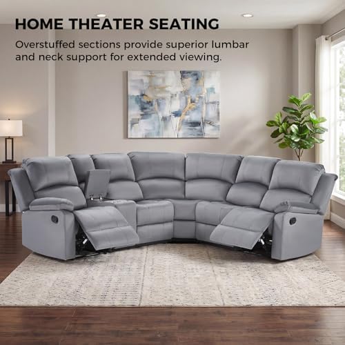 EBELLO Manual Reclining L-Shaped Sectional Sofa Set, Included Soft Microfiber - Image 6