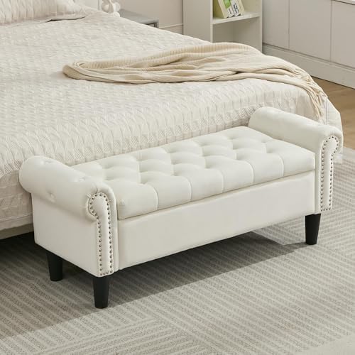 SOFTHION 50" Storage Bench for Bedroom, Velvet Upholstered by SofthionDesign