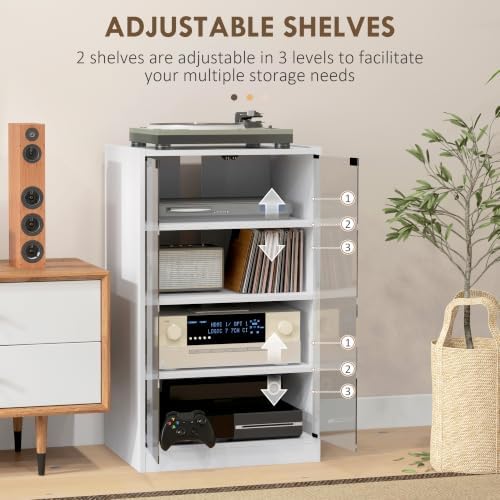 HOMCOM Media Cabinet 4-Tier Stereo Cabinet - Image 4