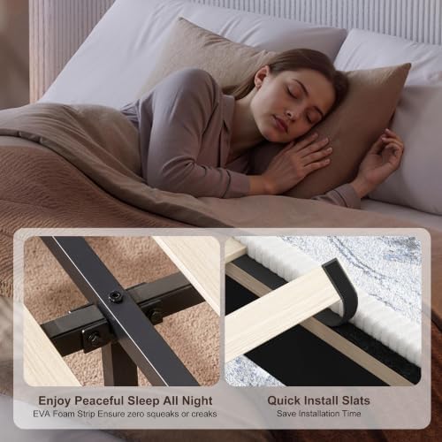 HOWE King Size Bed Frame with 50.8 Inch Corduroy Wingback Headboard - Image 7