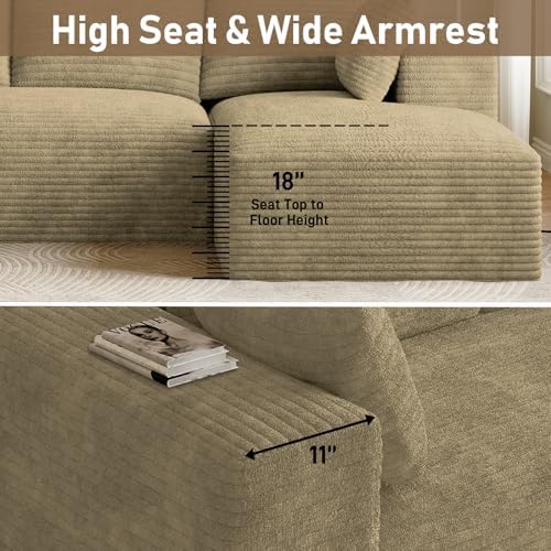 ONEMMLION 107" L-Shaped Cloud Boneless Couch Sofa - Image 3
