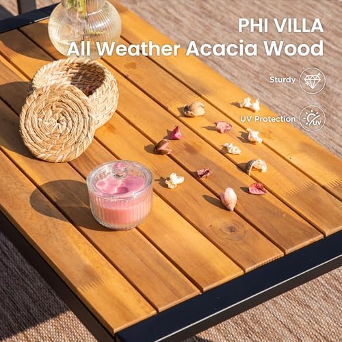 PHI VILLA 4 Piece Yellow Wicker Patio Furniture Set - Image 6
