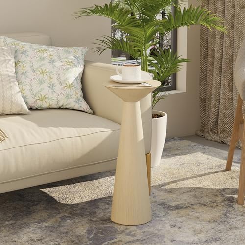 COZAYH Farmhouse Tall Pedestal End Table, Solid Wood, Distressed Wood Grey by COZAYH