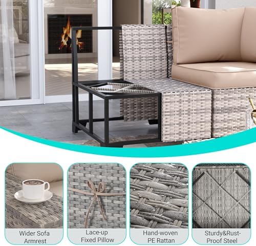 Outdoor Patio Furniture Set PE Wicker Rattan Outdoor Sectional Sofa - Image 2