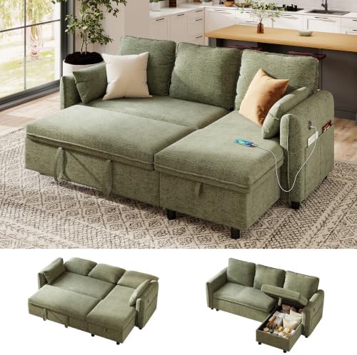 83" L Shaped Sleeper Sofa Bed, Pull Out Sectional Couches by kakuboohi