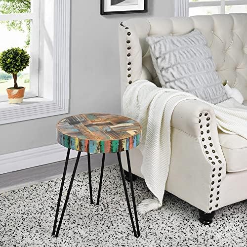 Rustic Multi Color Reclaimed Wood Side Table 15"x15"x20"H Round - Image 3
