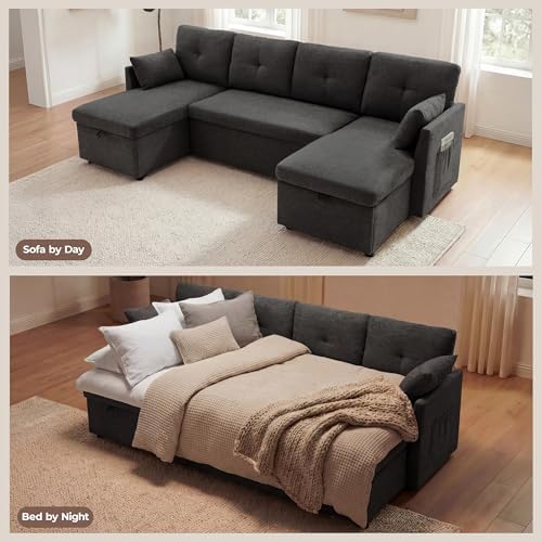 Huatean Home Oversized Sleeper Sofa Couch, 100 inch 2 in 1 Pullout Couch Bed - Image 4