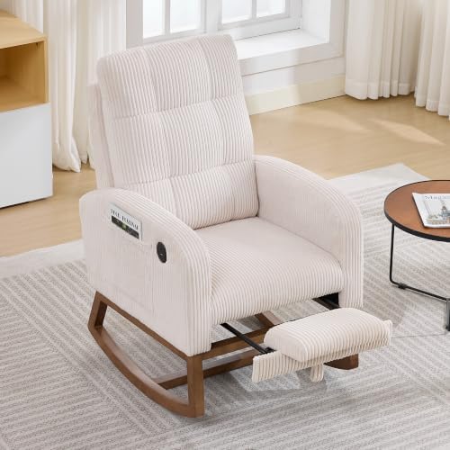 Garvee Upholstered Nursery Rocking Chair Glider Rocker Recliner w/Footrest by Garvee