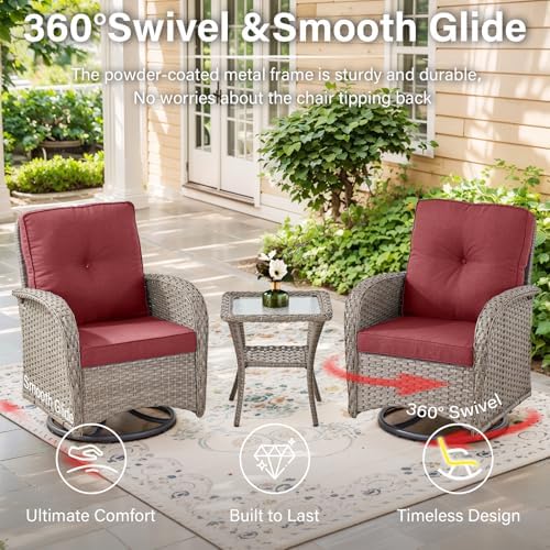 Belord Swivel Patio Chairs Wicker Set - Image 2