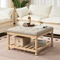 Befurtori Ottoman with Storage Bench, Linen Ottoman Coffee Table Gray Linen by Befurtori