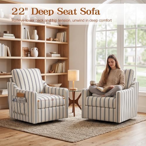 360° Swivel Accent Chair with High Back & Lumbar Support, Deep Seat - Image 4