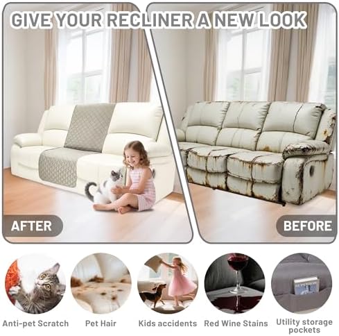 Waterproof Sectional Reclining Couch Covers L Shaped Recliner Sectional Sofa - Image 6