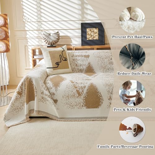 MYSKY HOME Couch Cover for Dogs Washable Khaki Rhombic Couch Sofa Protector - Image 4