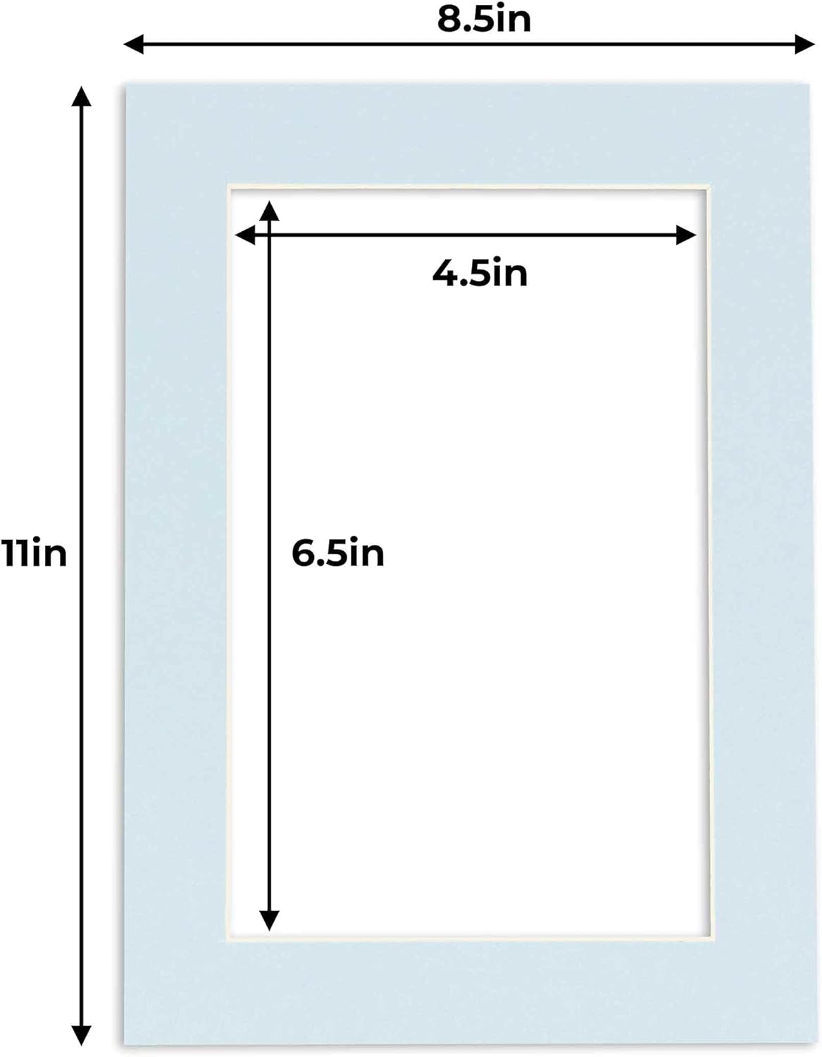 5x7 Mat for 8.5x11 Frame - Precut Mat Board Acid-Free Baby Blue 5x7 Photo Matte For a 8.5x11 Picture Frame, Premium Matboard for Family Photos, Show Kits, Art, Picture Framing, Pack of 100 Mats