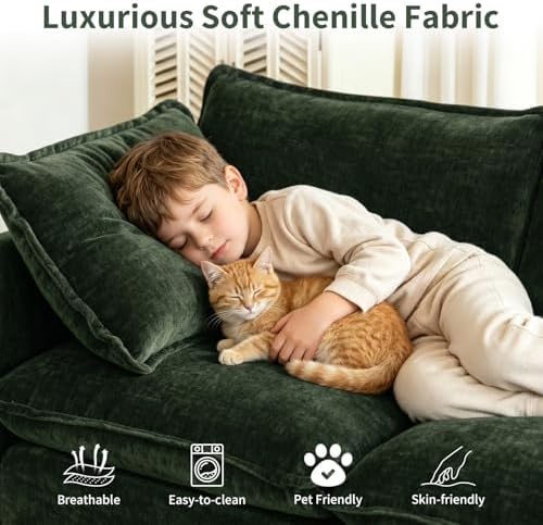 GNIXUU 76" Green Cloud Loveseat Sofa 2 Seater Modular Couch - Image 5