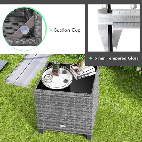 Tangkula 3 Pieces Patio Furniture Set, Outdoor PE Rattan Conversation Chair Set - Image 7