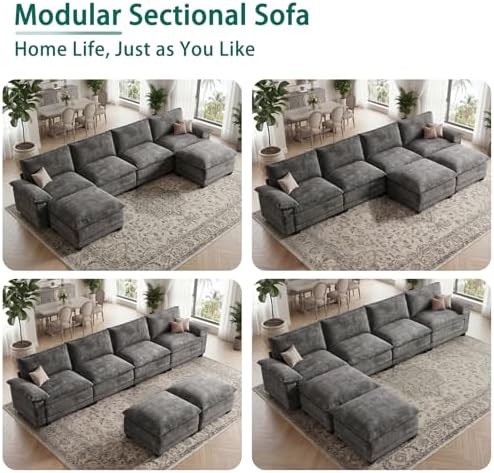 140" Modular Sectional Couch, U Shaped Cloud Sofa - Image 6