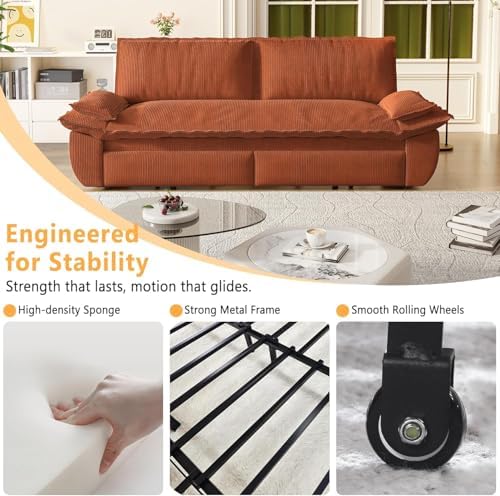 73.2" Futon Sofa Bed Queen Size, 3-in-1 Convertible Sleeper Sofa - Image 5