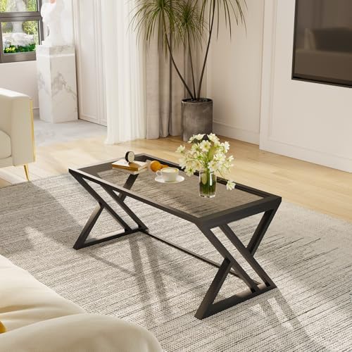 Wolawu Coffee Table Grey Glass Coffee Table - Image 5