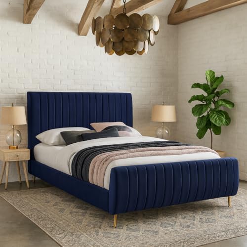 Meridian Furniture Zara Collection Modern | Contemporary Velvet Upholstered Bed - Image 2