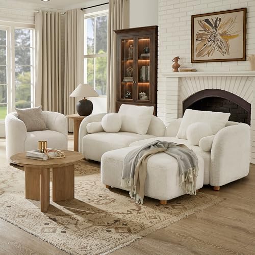 3 Piece Modern Couch Set, Sofa&Swivel Accent Chair&Ottoman by FaratiHome