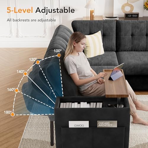 Vipbear Chenille 112" 7 Seat Modular Sectional Sleeper Sofa - Image 5