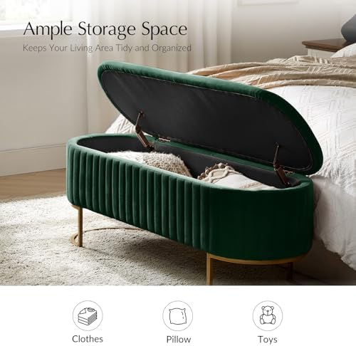 EcoHarbor Living 50.5" Velvet Bedroom Storage Bench Ottoman, Upholstered End of - Image 6