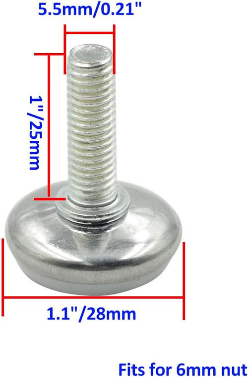 36PCS Screw on Furniture Glides Adjustable Furniture Leg Base Leveller M6 x - Image 2