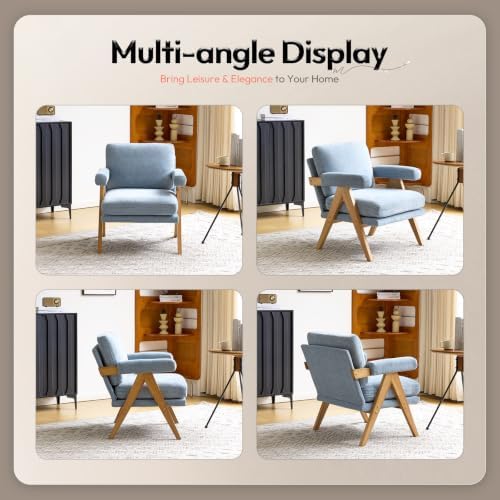 VINGLI Mid-Century Solid Wood Accent Chair - Image 7