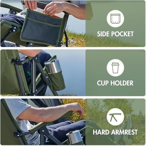 Portal Oversized Folding Rocking Camping Chair Portable 400 lbs Green - Image 7
