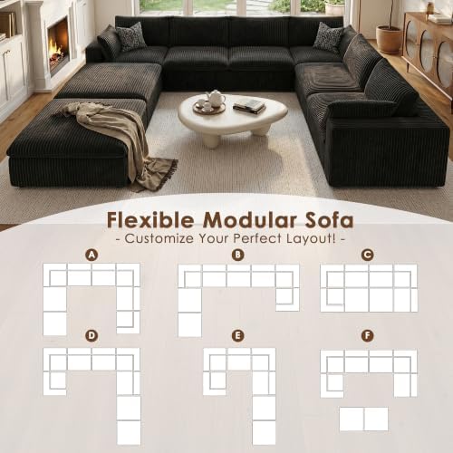 157.6" Cloud Couch Oversized Modular Sectional Sofa, Boneless U-Shaped 8 Seater - Image 5
