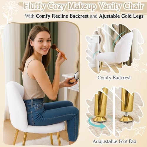 VINGLI Fluffy Girls Vanity Chair - Image 6