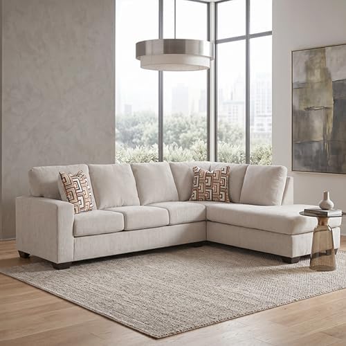 Signature Design by Ashley Aviemore 110" L-Shape Stone Chenille Sectional - Image 2