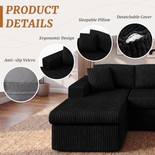 Shintenchi 103" Boneless Couch, L Shaped Modular Sectional Sofa - Image 5