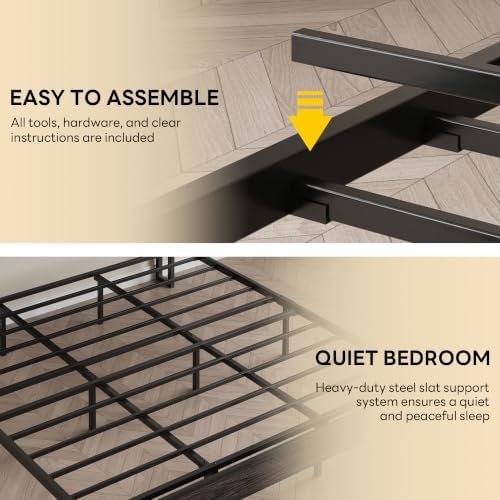 LIKIMIO King Bed Frame with Storage Headboard and Charging Station - Image 6