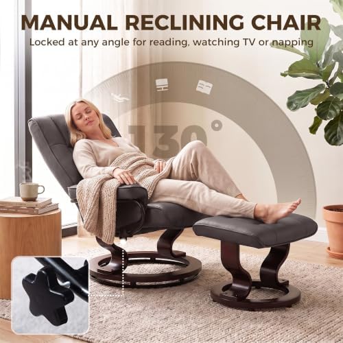 HOMCOM Faux Leather Reclining Chair, Swivel Ottoman Chair - Image 4