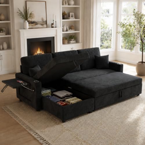 83" Sleeper Sectional Sofa, Comfy Convertible Sofa Bed - Image 2