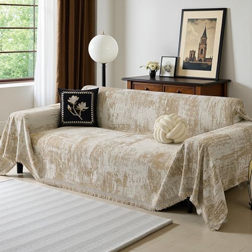 MEETSKY Boho Couch Cover for 2 Cushion Couch Sofa, Chenille Sofa Cover for by MEETSKY