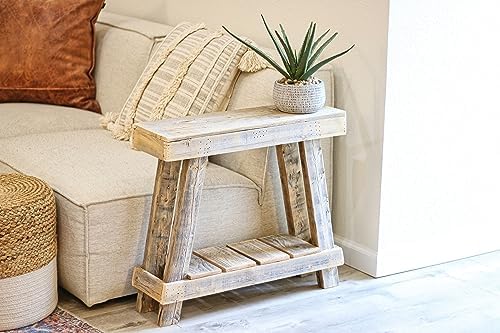 Doug and Cristy Designs Luxe Aztec A-Frame Natural Accent Side Table, Reclaimed - Image 7