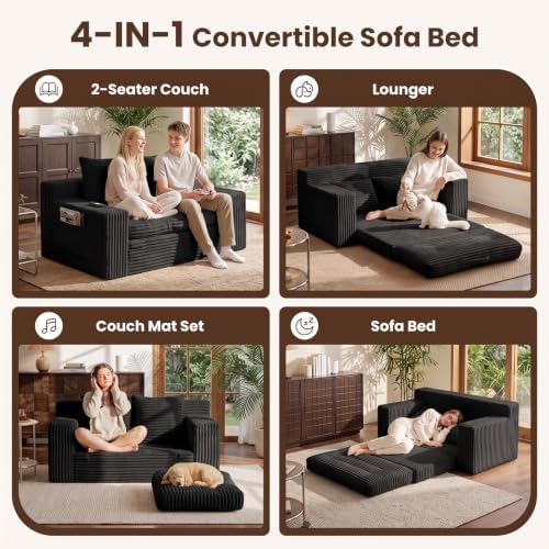 Boneless Couch, 4-in-1 Convertible Sofa Bed, Boneless Loveseat Sleeper - Image 5