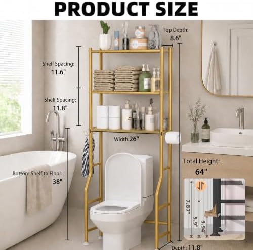 GloTika 3-Tier Over Toilet Storage - Image 6
