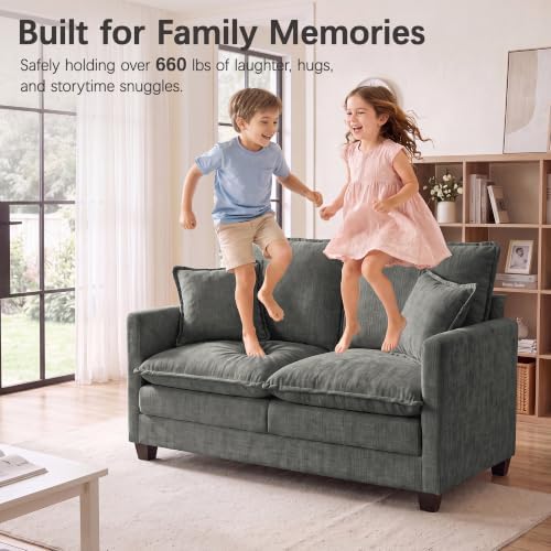 52" Loveseat Sofa, Small Cloud Love Seat Couches - Image 5